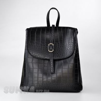 Рюкзак жіночий чорний (кроко) з екошкіри PoloClub SK10030 - 1