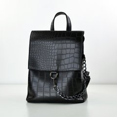Рюкзак женский черный (кроко) из экокожи PoloClub SK10009 - 1