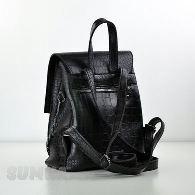 Рюкзак женский черный (кроко) из экокожи PoloClub SK10009 - 2
