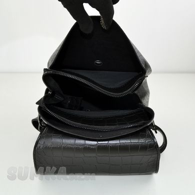 Рюкзак женский черный (кроко) из экокожи PoloClub SK10009 - 3