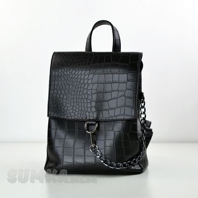 Рюкзак женский черный (кроко) из экокожи PoloClub SK10009 - 1