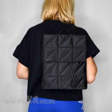 Рюкзак женский стеганый черный из текстиля PoloClub SK30071 - 4