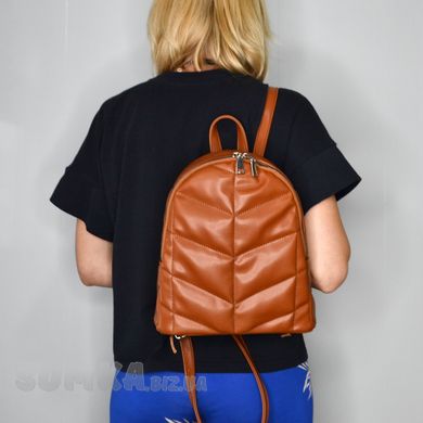 Рюкзак жіночий стьобаний рудий зі штучної шкіри PoloClub SK20041 - 4