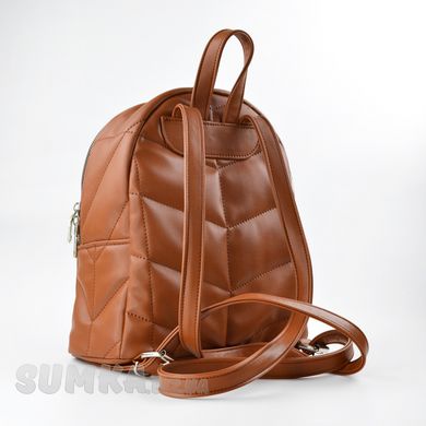 Рюкзак жіночий стьобаний рудий зі штучної шкіри PoloClub SK20041 - 2