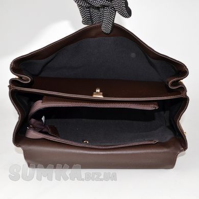 Сумка женская шоколадная (+ экозамша) из экокожи PoloClub SK60013А - 3
