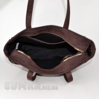 Сумка женская шоколадная из экозамши PoloClub SK10352 - 3