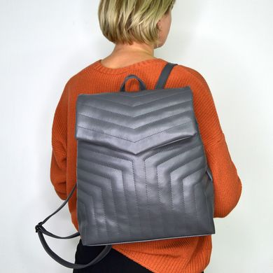 Рюкзак жіночий м'який темно-сірий з екошкіри PoloClub SK10046 - 4
