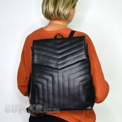 Рюкзак жіночий м'який чорний з екошкіри PoloClub SK10046 - 4
