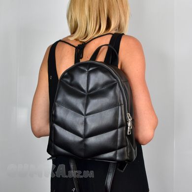 Рюкзак жіночий стьобаний чорний зі штучної шкіри PoloClub SK20041 - 4