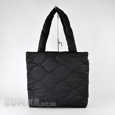 Сумка-шопер жіноча чорна з текстилю МІС 36212 - 1