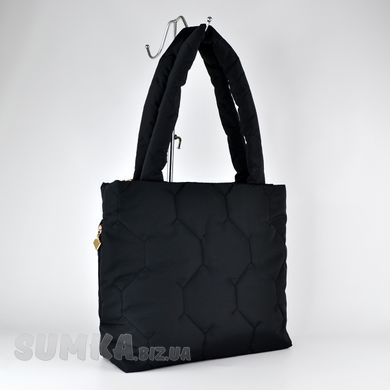 Сумка-шоппер женская черная из текстиля МІС 36295 - 2