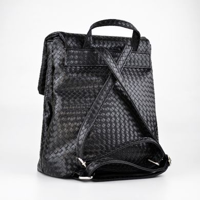 Рюкзак женский черный (плетение) из экокожи PoloClub SK30071 - 2