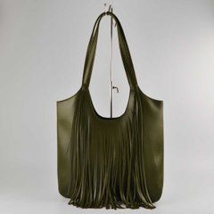 Сумка-шопер жіноча зелена з бахромою з екошкіри PoloClub SK10410 - 1