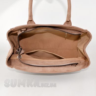 Сумка-багет женская цвета мокко из экозамши PoloClub SK30284 - 3