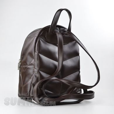 Рюкзак жіночий стьобаний шоколадний зі штучної шкіри PoloClub SK20041 - 2