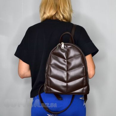 Рюкзак жіночий стьобаний шоколадний зі штучної шкіри PoloClub SK20041 - 4