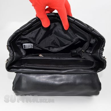 Рюкзак женский стеганый черный из искусственной кожи К743 - 3