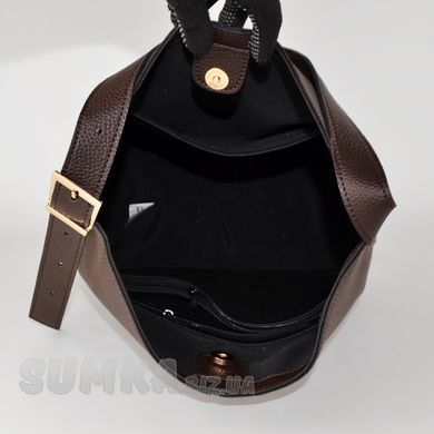 Сумка-хобо жіноча шоколадна зі штучної шкіри PoloClub SK50102 - 3