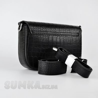 Сумка женская черная (кроко) через плечо из экокожи PoloClub SK10170 - 2