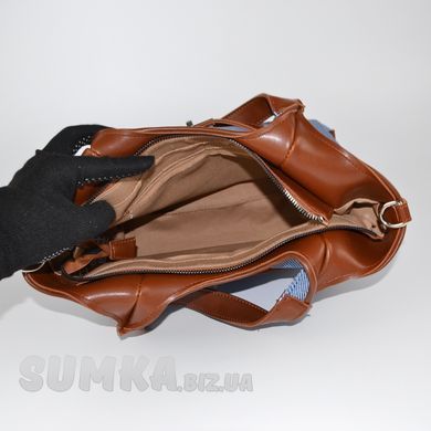 Сумка жіноча синя (+ рудий) з деніму PoloClub SK10401 - 3