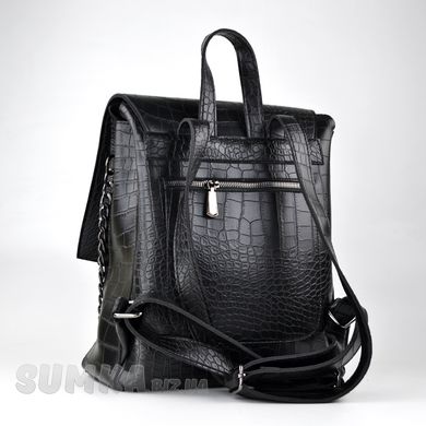 Рюкзак женский черный (кроко) из экокожи PoloClub SK10009А - 2