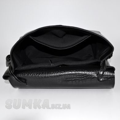 Сумка женская черная (кроко) из экокожи PoloClub SK10421 - 3