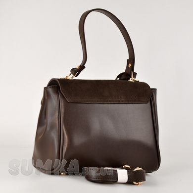 Сумка женская шоколадная (+ замша) из экокожи PoloClub SK50069 - 2