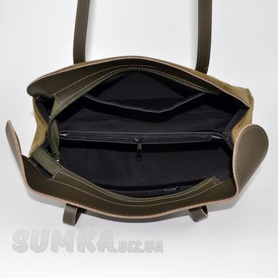 Сумка жіноча кольору хакі (+ екозамша) з екошкіри PoloClub SK50106 - 3
