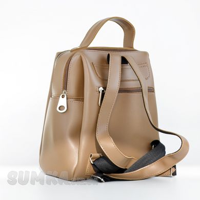 Рюкзак жіночий темно-бежевий зі штучної шкіри К660 - 2