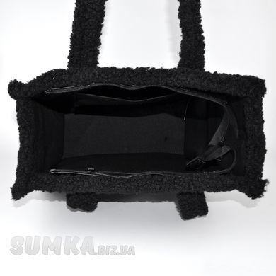 Сумка-шопер жіноча чорна (+ чорне хутро) з екошкіри PoloClub SK20149 - 3