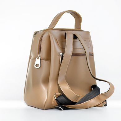 Рюкзак жіночий темно-бежевий зі штучної шкіри К660 - 2