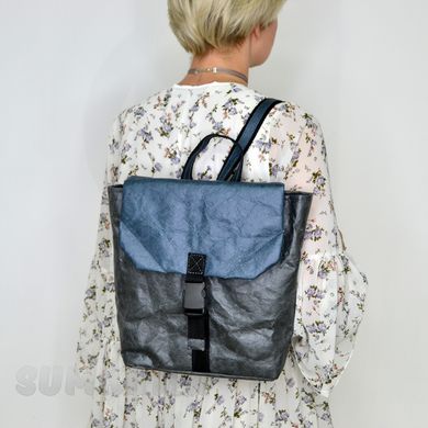 Рюкзак женский комбинированный (графит+джинс) из нано-крафта B.Elit 2086 (SALE) - 4