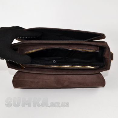 Сумка женская шоколадная из экозамши PoloClub SK30204 - 3