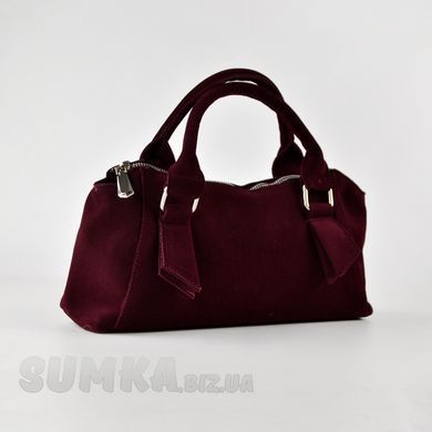 Сумка-багет женская бордовая из искусственного нубука PoloClub SK10297 - 2