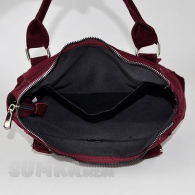 Сумка-багет женская бордовая из искусственного нубука PoloClub SK10297 - 3