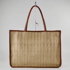Сумка жіноча бежева (+ рудий) з соломи PoloClub SK10399 - 1