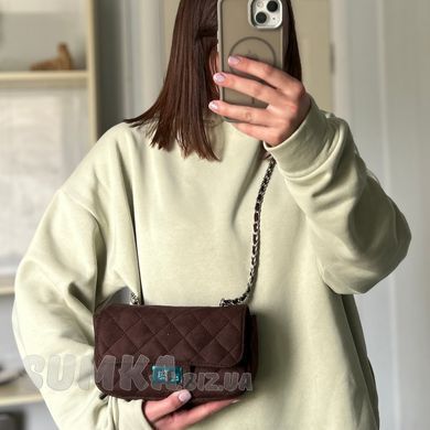 Сумка женская шоколадная из экозамши PoloClub SK30244 - 2