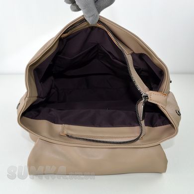 Рюкзак женский мягкий темно-бежевый из экокожи PoloClub SK10046 - 3