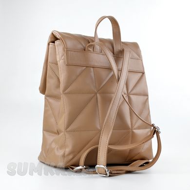 Рюкзак жіночий стьобаний темно-бежевий з екошкіри PoloClub SK30071 - 2