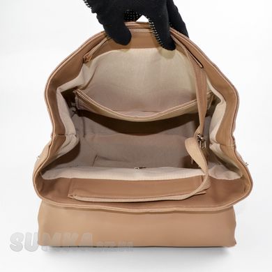 Рюкзак жіночий стьобаний темно-бежевий з екошкіри PoloClub SK30071 - 3