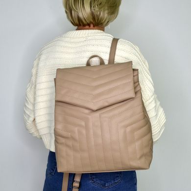 Рюкзак жіночий м'який темно-бежевий з екошкіри PoloClub SK10046 - 4