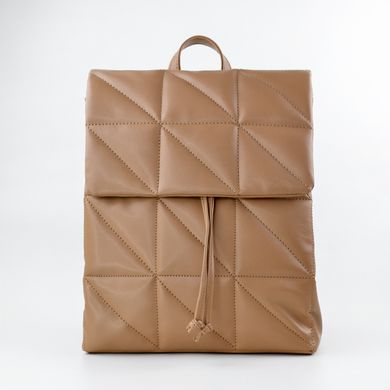 Рюкзак жіночий стьобаний темно-бежевий з екошкіри PoloClub SK30071 - 1
