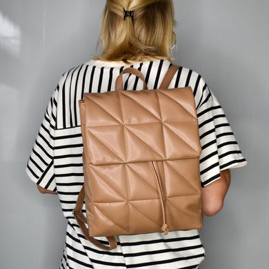 Рюкзак жіночий стьобаний темно-бежевий з екошкіри PoloClub SK30071 - 4