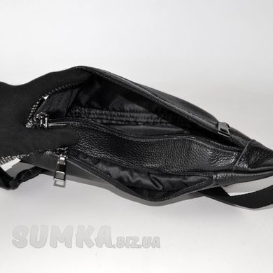 Сумка на пояс мужская черная из натуральной кожи МІС 4275 - 3