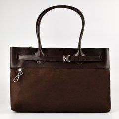 Сумка жіноча шоколадна з екозамші PoloClub SK50126 - 1