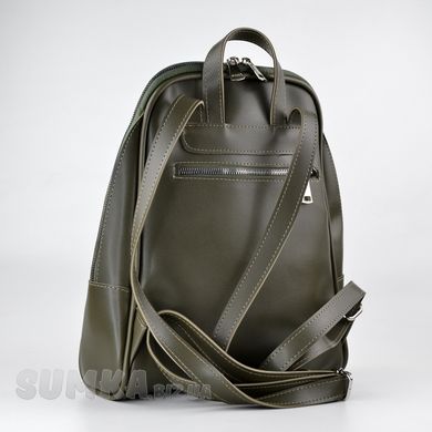 Сумка-рюкзак жіноча в кольорі хакі з екошкіри PoloClub SK10119 - 2