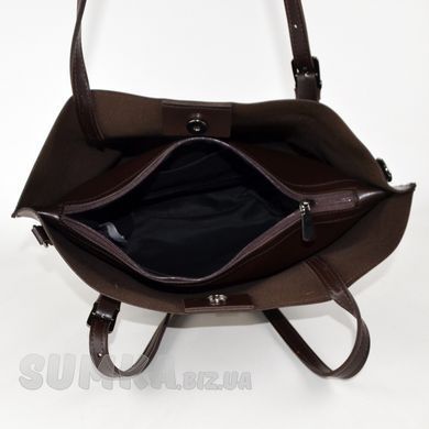 Сумка-шоппер женская шоколадная из экокожи PoloClub SK10108 - 3