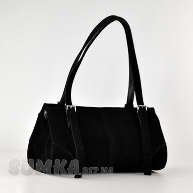Сумка-багет женская черная из нубука PoloClub SK10289 - 2