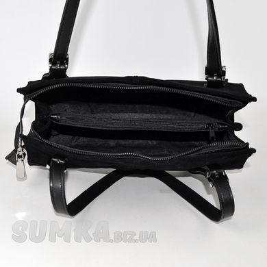 Сумка-багет женская черная из нубука PoloClub SK10289 - 3
