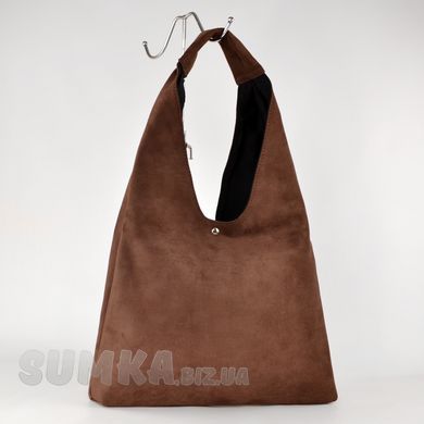 Сумка-хобо женская коричневая из экозамши PoloClub SK10043А - 2